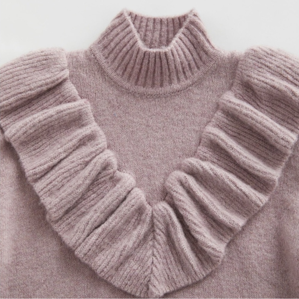 Zara Kids Ruffle Knit  Sweater Dress For Girls - Picture 4 of 10